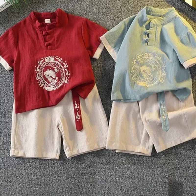 Baby Clothing Sets Boy - Çocuk Geleneksel Giyim Kısa Kollu Şort