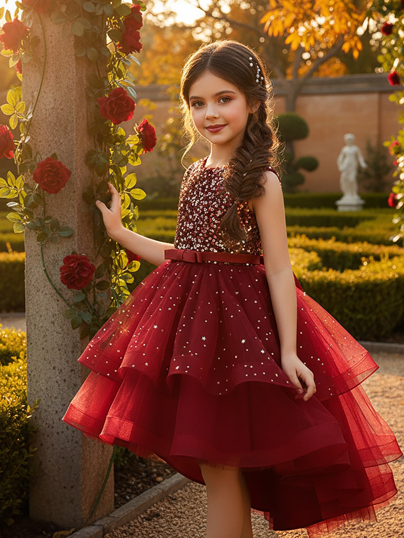 Baby Clothing Girls - Bebek Kız Prenses Çiçek Payetler Elbise