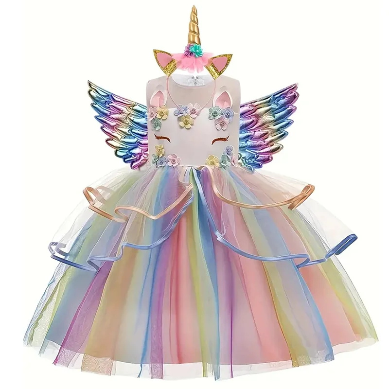 Baby Clothing Sizes - Çocuk Unicorn Prenses Elbise Doğum Günü