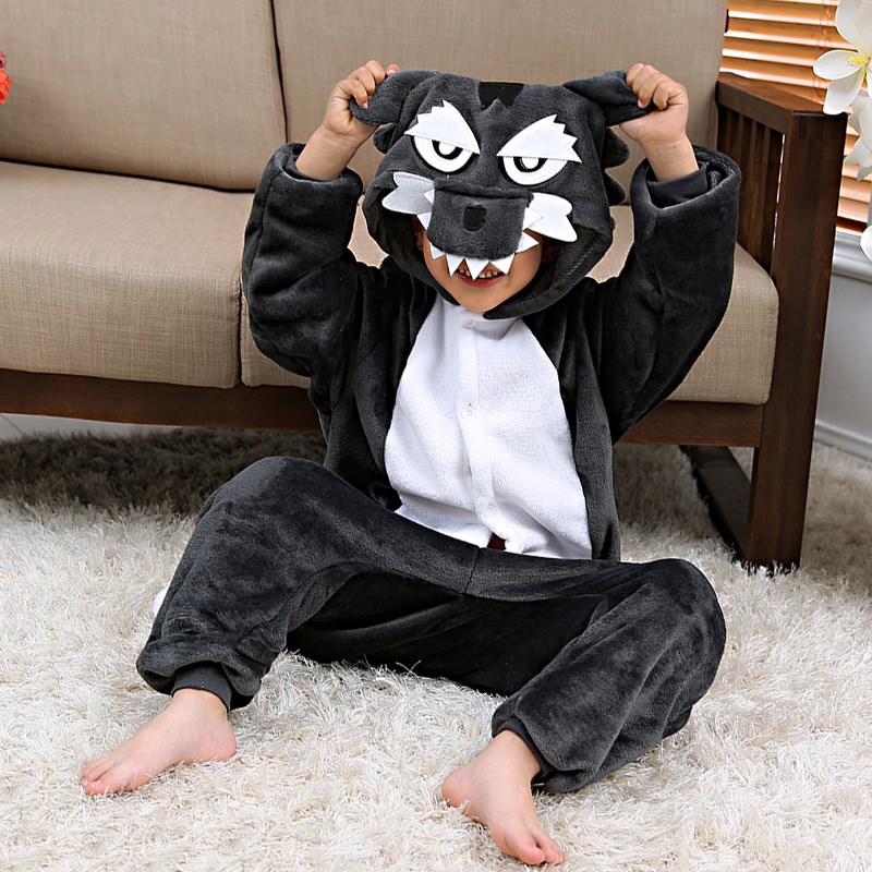 Romper Onesie Baby - Çocuk erkek gri kurt Panda kuş