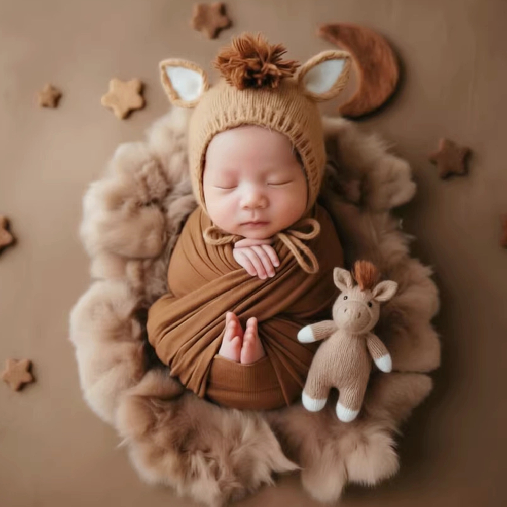 Baby Hat Beanie - Örme At Şapkası Bebek Yenidoğan Fotoğraf